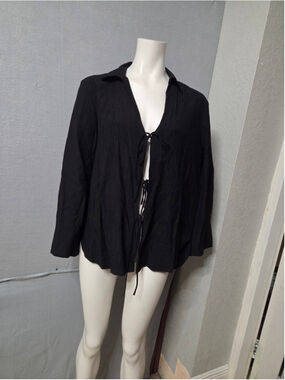 Women's Blenca Black Tie-Front Blouse Size S P2p 22